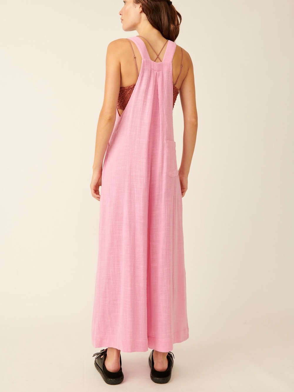 Free People Sun Drenched Overalls in Sugar Magnolia Pink Size XS Bohemian - Picture 3 of 12